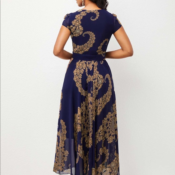 Tribal Print V Neck Short Sleeve Dress Size L - Picture 9 of 9